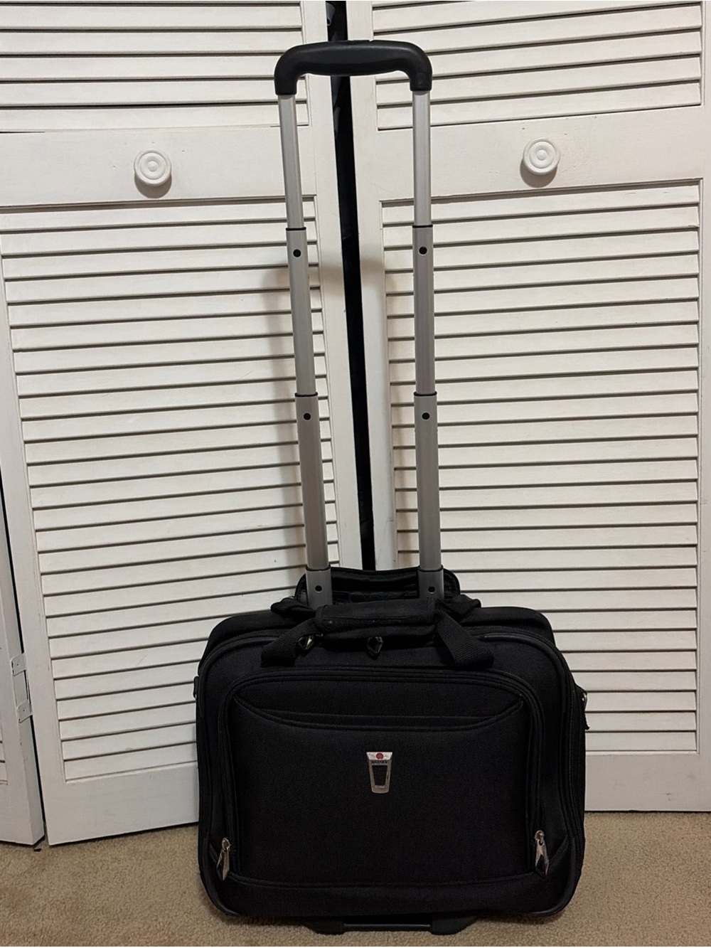 Professional Black Rolling Laptop Briefcase with Telescoping Handle